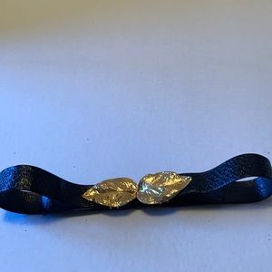 Vintage Belt Buckle With Faux Black Snakeskin Belt